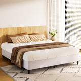 Artiss MASON king metal bed frame in grey knitted jacquard fabric — full view — Allure Home Collections