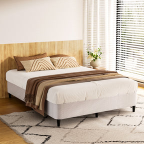 Ashfield queen metal bed frame in grey knitted jacquard