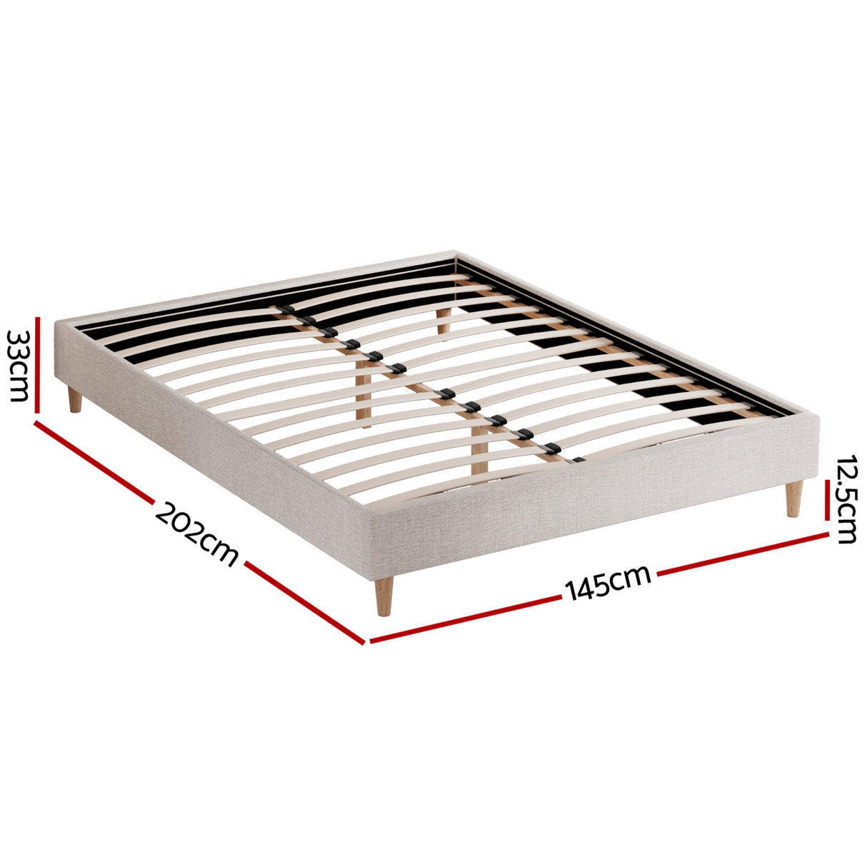 Turin Double Bed Base, Beige