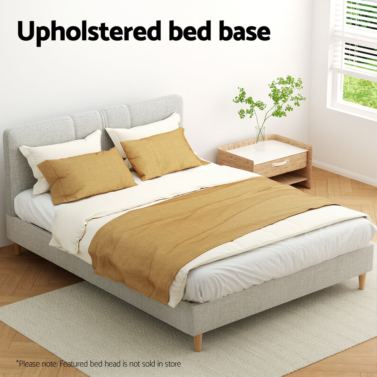 Turin Double Bed Base, Beige