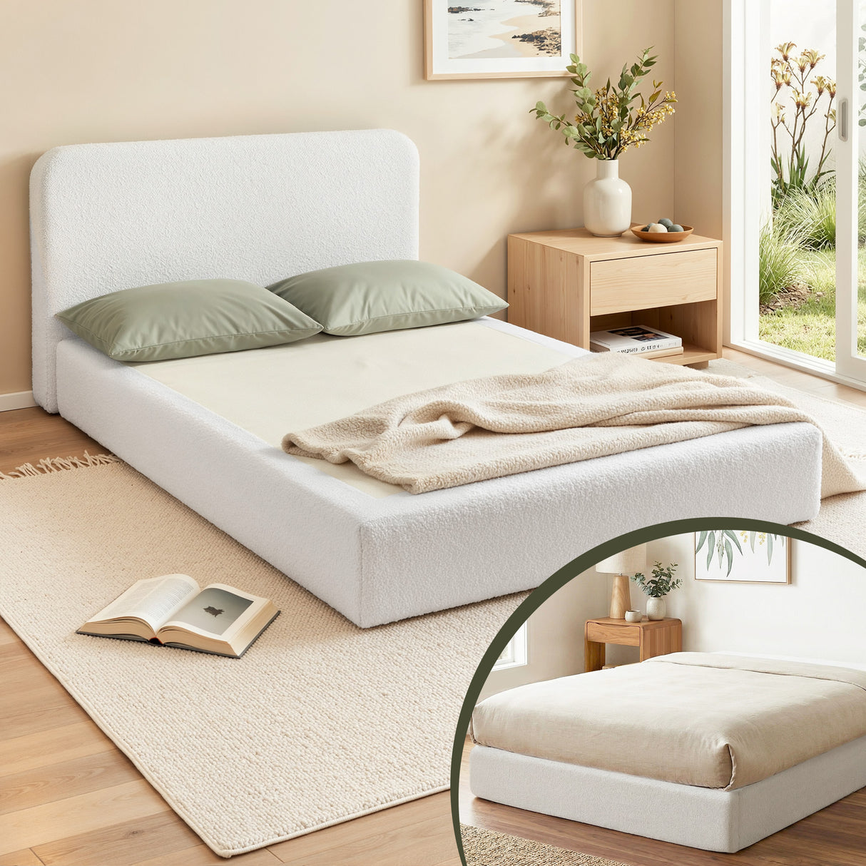 Como Compression Bed, Cream Boucle