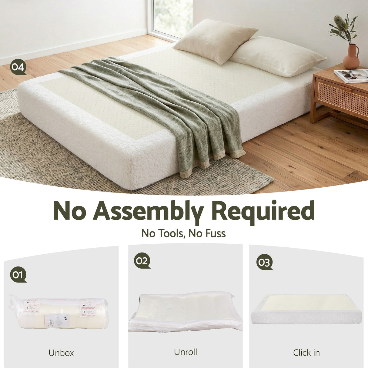 Como Compression Bed, Cream Boucle, view 4