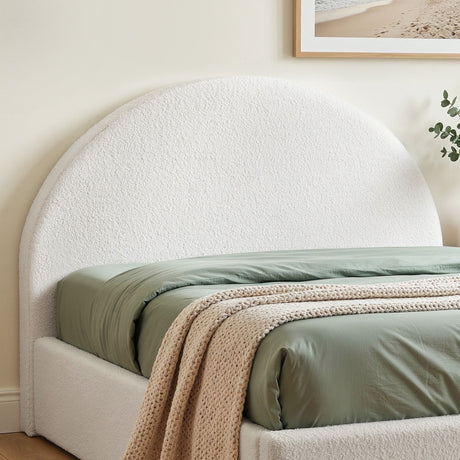 Waste Point white boucle bed head in a modern bedroom
