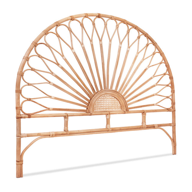 Island Bend pine rattan bed head in a modern bedroom