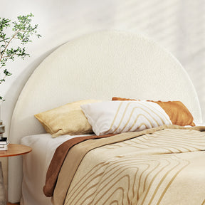 Zetland queen arch headboard in soft white boucle in an elegant bedroom
