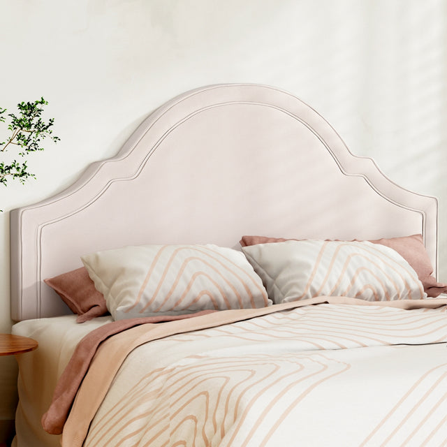 Cooma Scalloped Bed Head, Beige King image 1