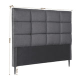 Thredbo charcoal linen grid tufted bed head styled in a calm modern bedroom