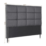 Thredbo charcoal linen grid tufted bed head styled in a calm modern bedroom