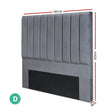 Artiss VELA Double Bed Head in Grey Velvet — Art Deco Vertical Lines — Allure Home Collections