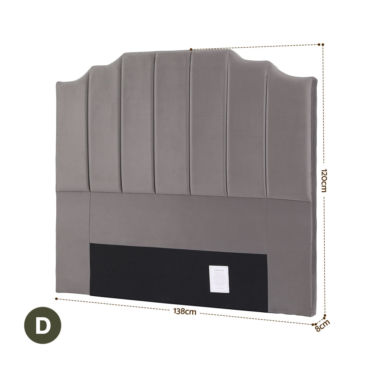 Jindabyne grey velvet wingback bed head in an elegant modern bedroom