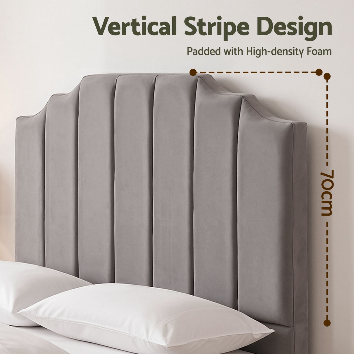Jindabyne grey velvet wingback bed head in an elegant modern bedroom