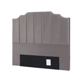 Jindabyne grey velvet wingback bed head in an elegant modern bedroom
