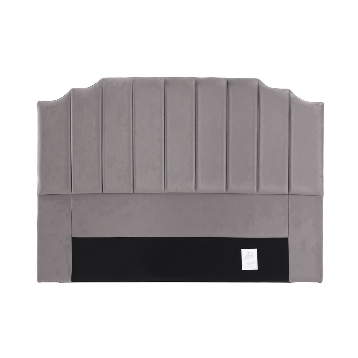 Jindabyne grey velvet wingback bed head in an elegant modern bedroom