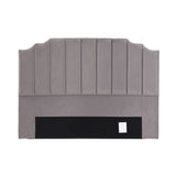 Jindabyne grey velvet wingback bed head in an elegant modern bedroom