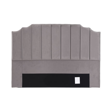 Jindabyne grey velvet wingback bed head in an elegant modern bedroom