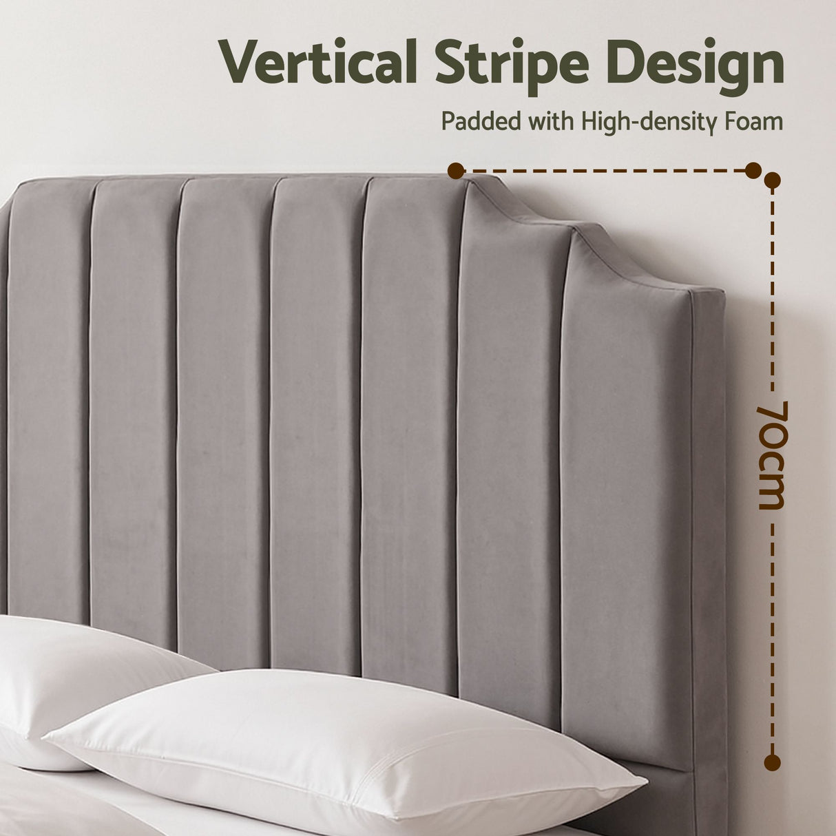 Jindabyne grey velvet wingback bed head in an elegant modern bedroom