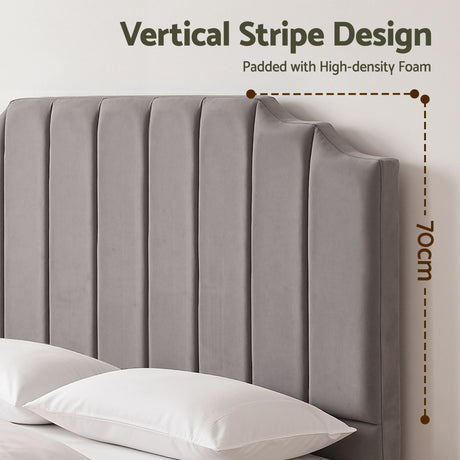 Jindabyne grey velvet wingback bed head in an elegant modern bedroom