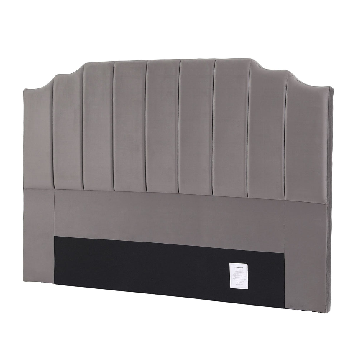 Jindabyne grey velvet wingback bed head in an elegant modern bedroom