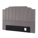 Jindabyne grey velvet wingback bed head in an elegant modern bedroom
