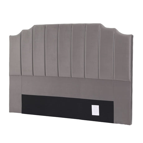 Jindabyne grey velvet wingback bed head in an elegant modern bedroom
