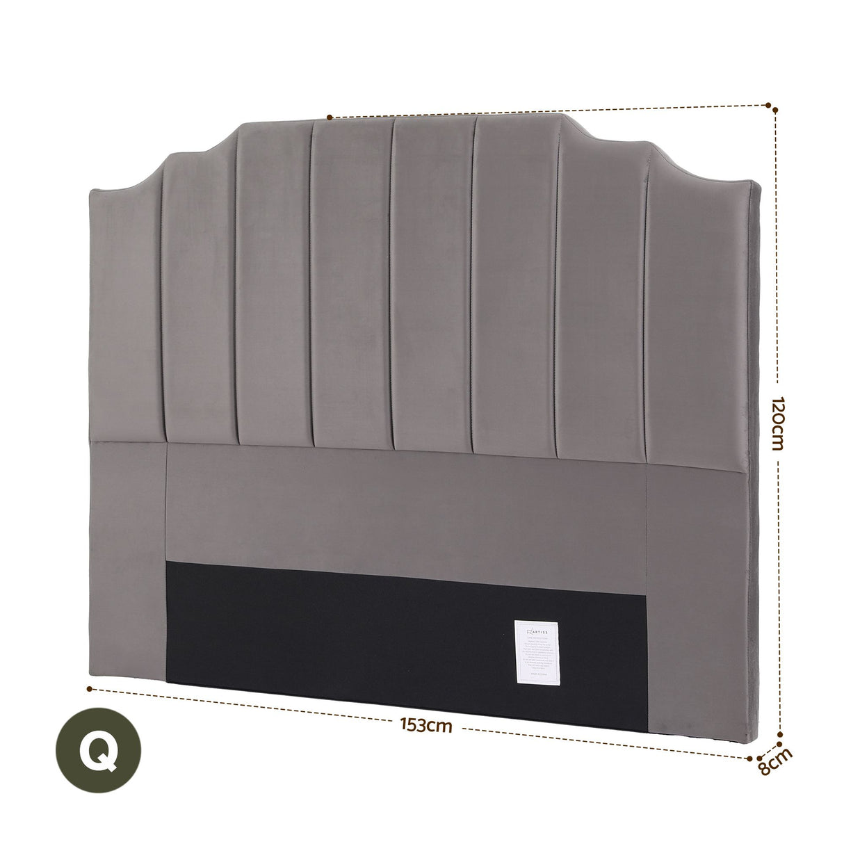 Jindabyne grey velvet wingback bed head in an elegant modern bedroom