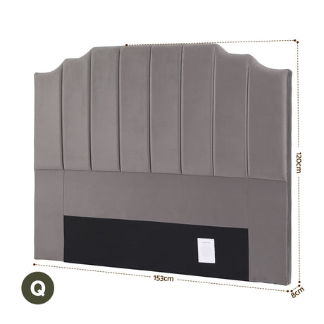 Jindabyne grey velvet wingback bed head in an elegant modern bedroom