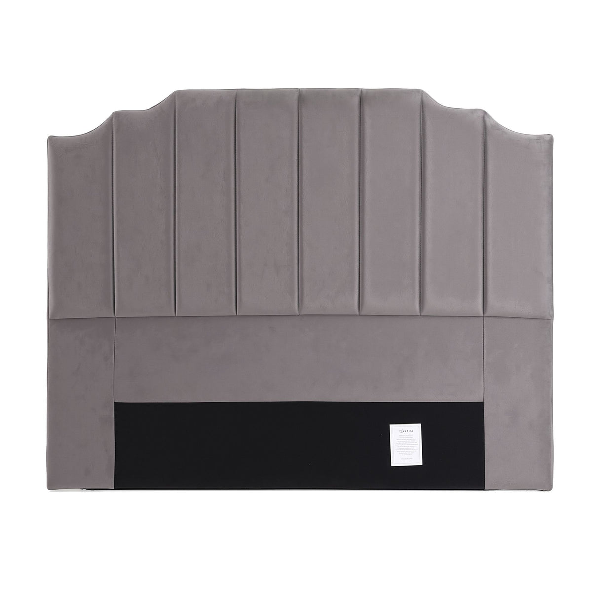 Jindabyne grey velvet wingback bed head in an elegant modern bedroom