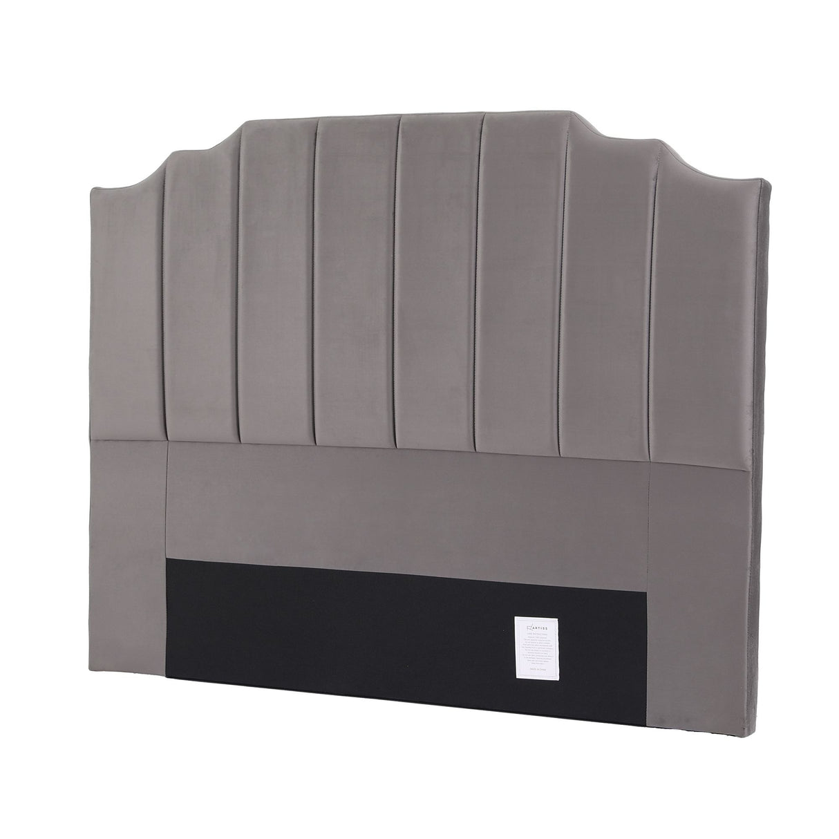 Jindabyne grey velvet wingback bed head in an elegant modern bedroom