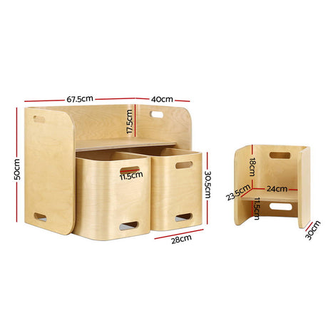 Keezi 3-Piece Kids Table and Chairs Set — Birch Plywood, Storage and Easy-Grip Handles — Allure Home Collections