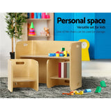 Keezi 3-Piece Kids Table and Chairs Set — Birch Plywood, Storage and Easy-Grip Handles — Allure Home Collections