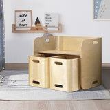 Keezi 3-Piece Kids Table and Chairs Set — Birch Plywood, Storage and Easy-Grip Handles — Allure Home Collections