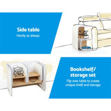 3 Piece Kids Table and Chairs Set Multifunctional Storage White and Natural