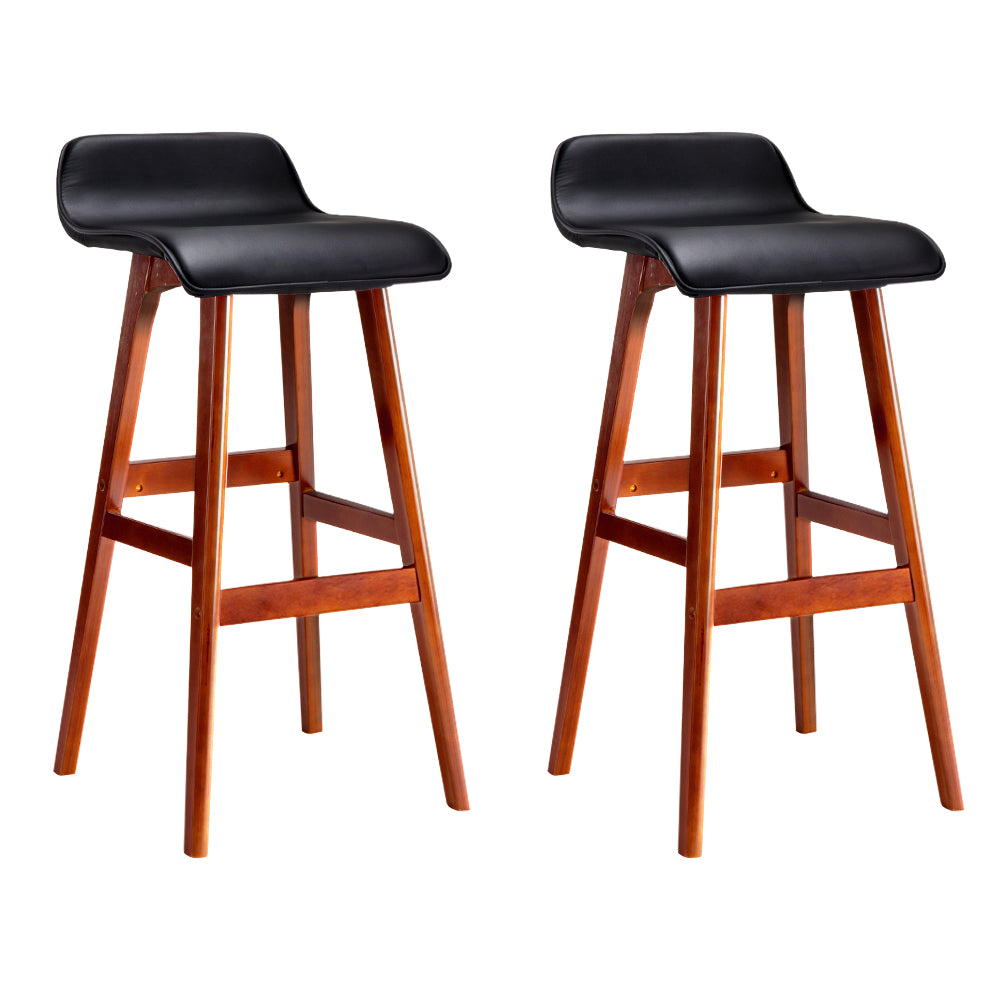 Artiss Sliva bar stool white timber frame and leather seat detail — Allure Home Collections