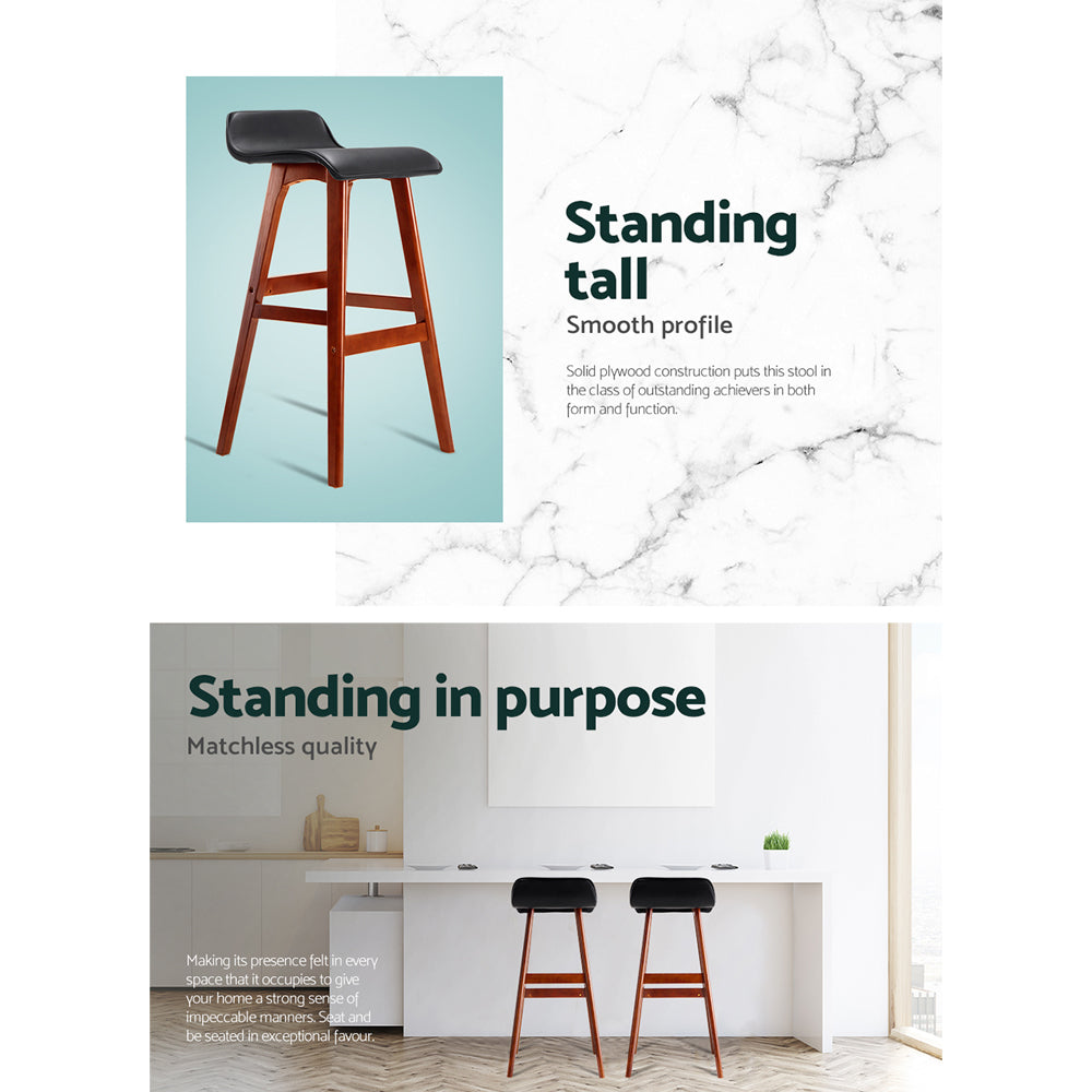 Main Ridge Wooden Bar Stool, Black 2pcs