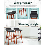 Main Ridge Wooden Bar Stool, Black 2pcs
