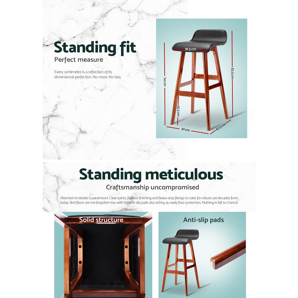Main Ridge Wooden Bar Stool, Black 2pcs