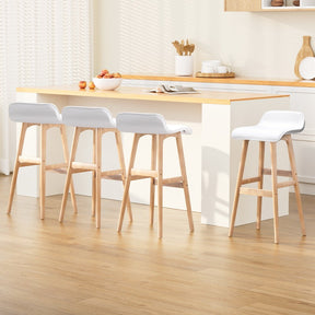 Moorabbin white bentwood faux leather bar stool at a kitchen counter