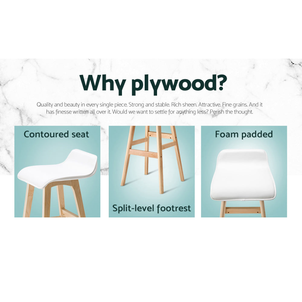Set of 4 Artiss Sliva white wooden bar stools at kitchen island — Allure Home Collections
