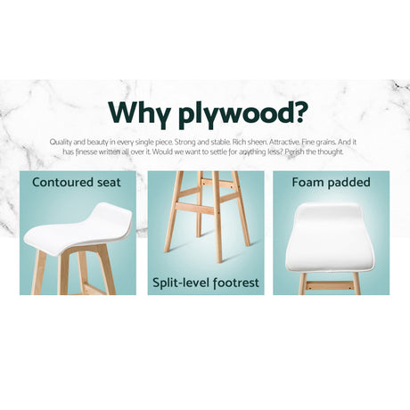 Set of 4 Artiss Sliva white wooden bar stools at kitchen island — Allure Home Collections
