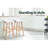 Artiss Sliva bar stool plywood frame and white PU leather seat detail — Allure Home Collections