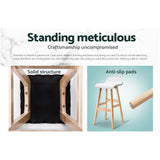Side profile of Artiss Sliva white bar stool showing wooden frame — Allure Home Collections