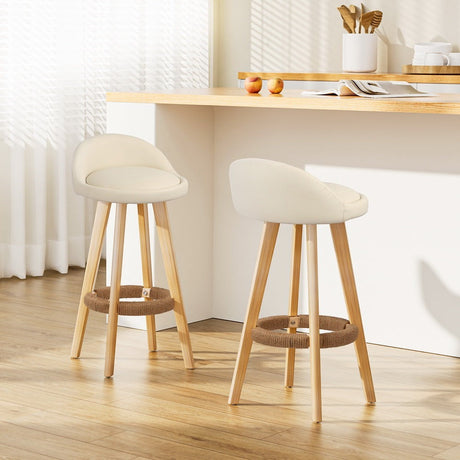 Skye beige bentwood bar stool with padded leather seat in a modern kitchen