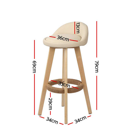 Artiss bar stool padded seat and low backrest detail — Allure Home Collections