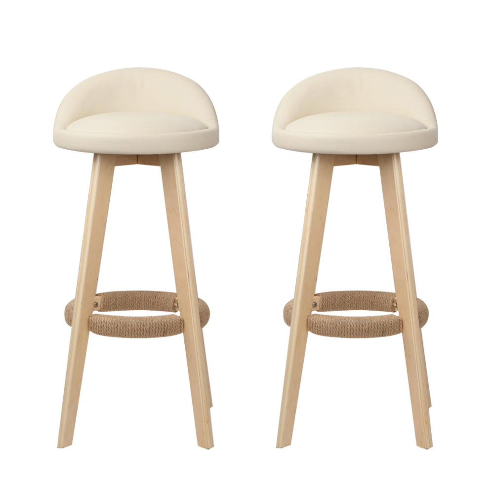 Artiss padded bar stools set of 2 with wooden frame for kitchen breakfast counter — Allure Home Collections