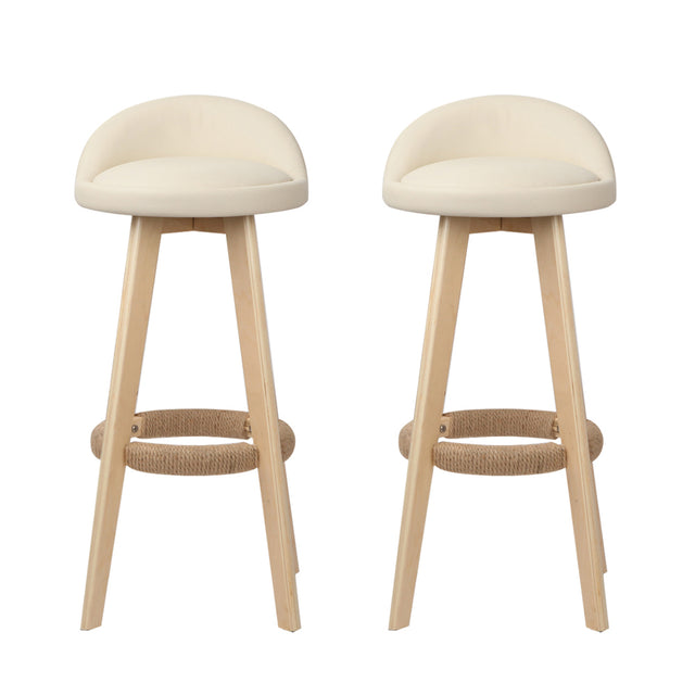 Artiss padded bar stools set of 2 with wooden frame for kitchen breakfast counter — Allure Home Collections