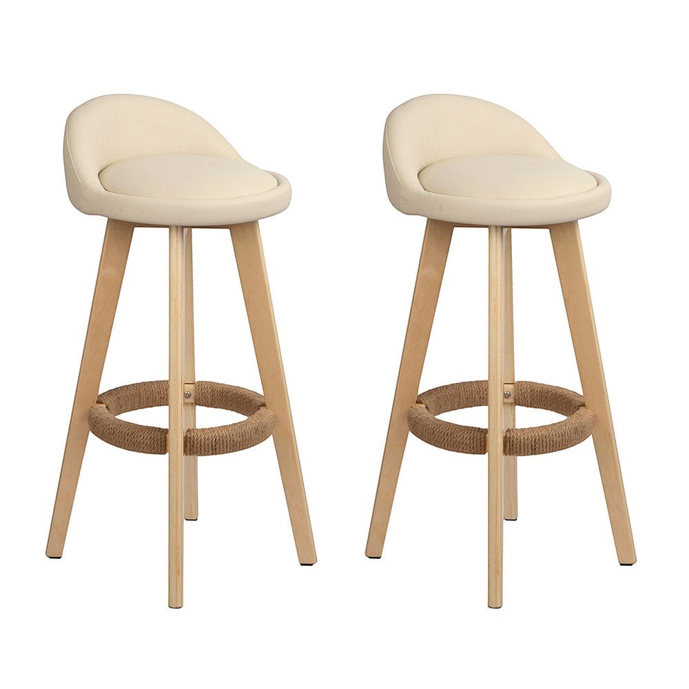 Skye beige bentwood bar stool with padded leather seat in a modern kitchen
