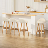 Artiss Dalvey beige PU leather padded bar stools set of 4 with wooden legs — Allure Home Collections
