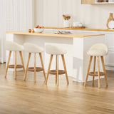 Skye beige bentwood bar stool with padded leather seat in a modern kitchen