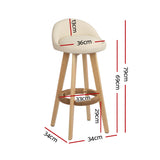Artiss Dalvey bar stool beige leather seat and wooden leg detail — Allure Home Collections