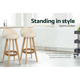 Artiss Dalvey beige bar stool seat upholstery close-up — Allure Home Collections